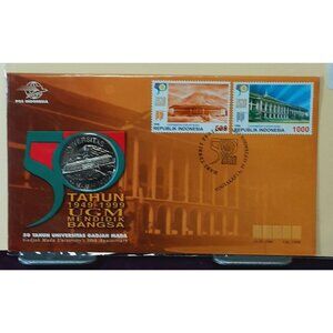 50th Anniversary Gadjah Mada University Commemorative Coin & Stamp Set